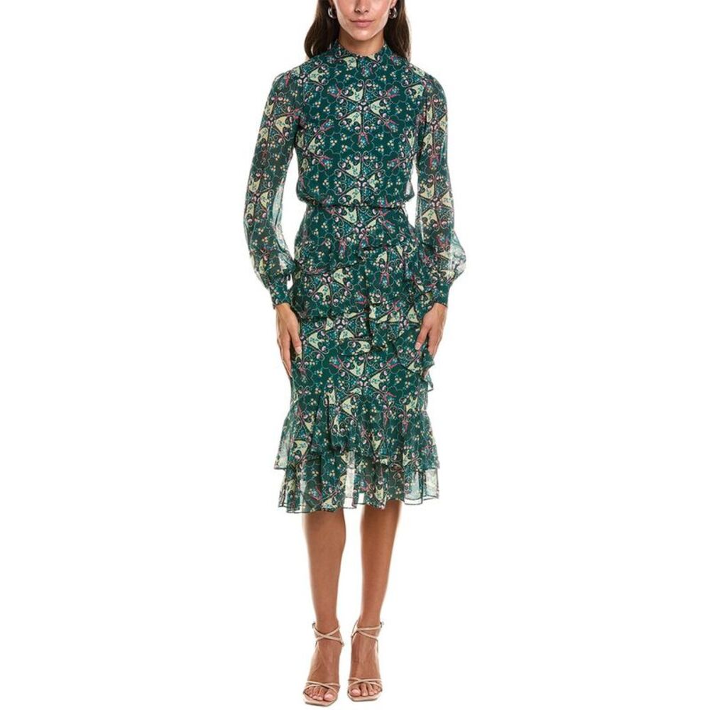 Saloni Womens  Isa Silk Georgette Midi Dress